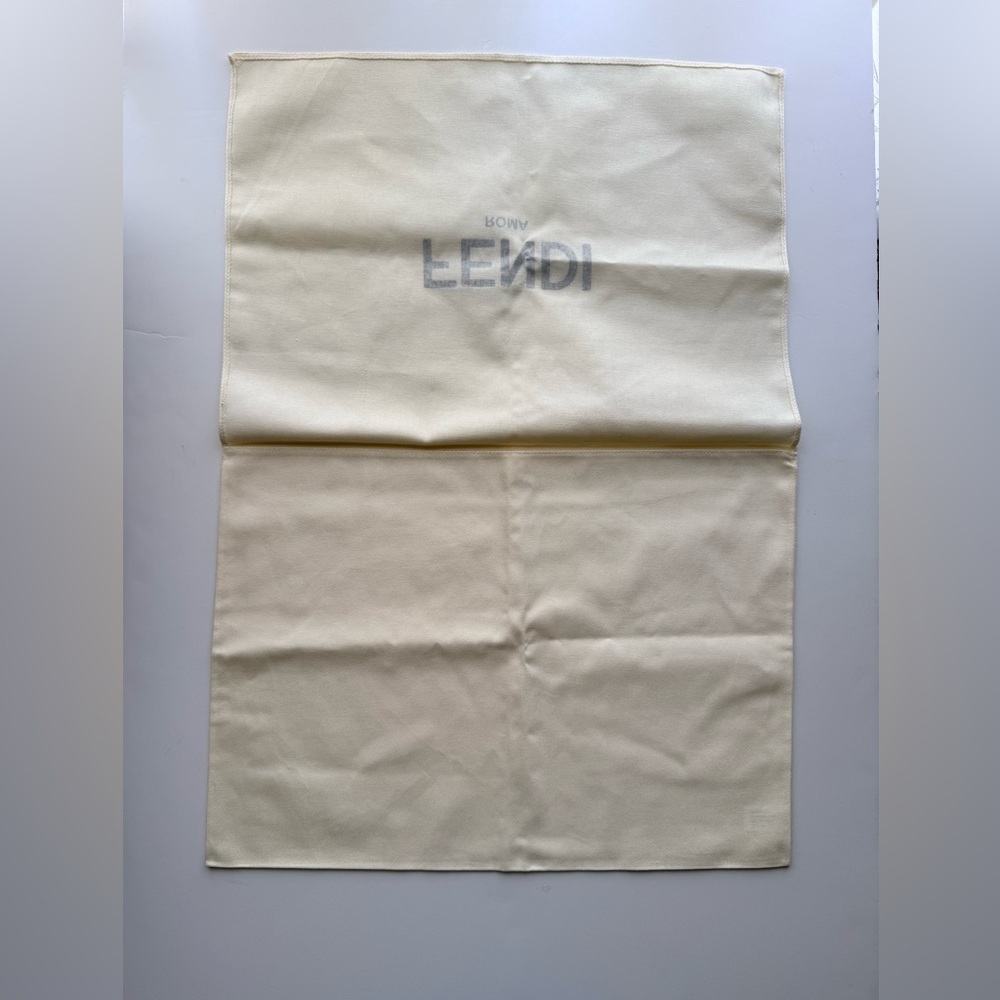 Fendi Roma Fold Over Dust Bag in Cream with Black Logo - Picture 2 of 5